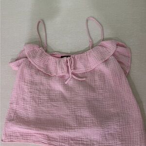 J. Crew Pink Ruffle Soft Gauze Camisole